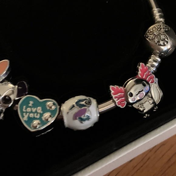 Pandora Limited Edition You Melt My Heart Bangle w/ 9 Disney Lilo Stitch Charms - Picture 6 of 14